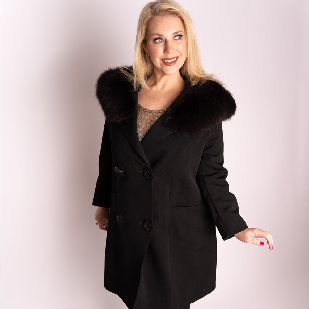 1960’s vtg coat w fox fur L