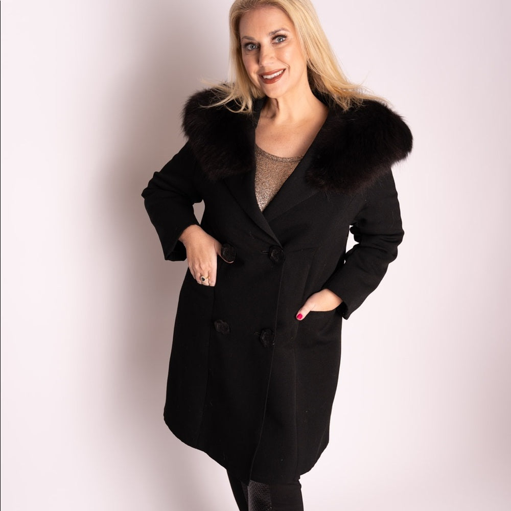 1960’s vtg coat w fox fur L