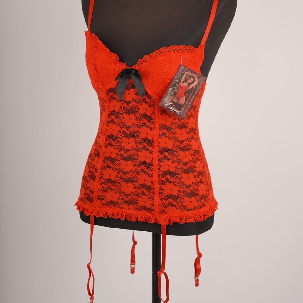 Red garter corset
