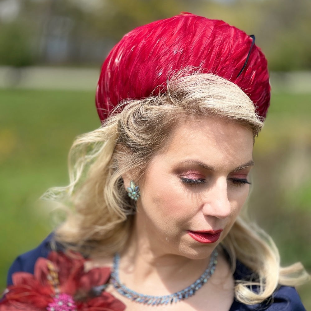 Vintage hat + brooch