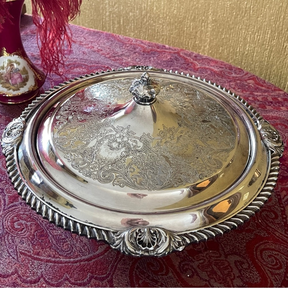 Silver serving bowl