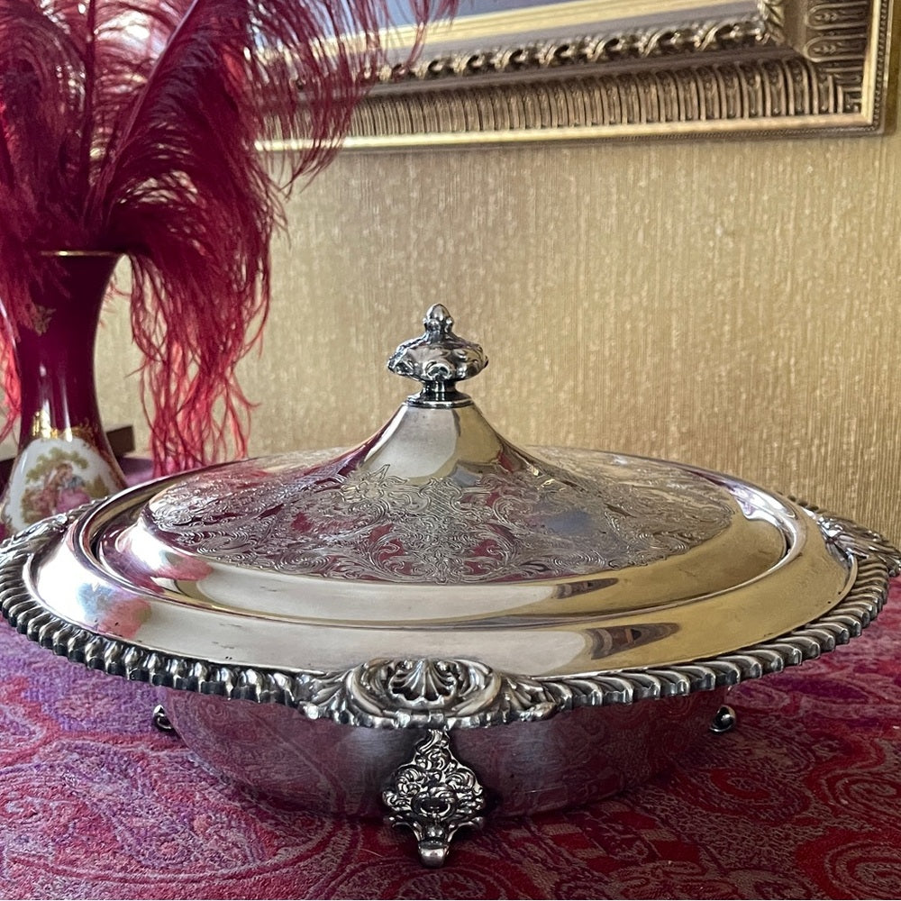 Silver serving bowl