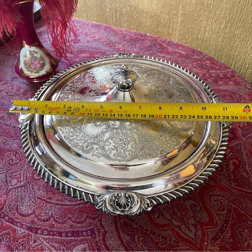 Silver serving bowl