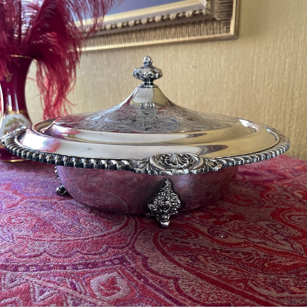 Silver serving bowl