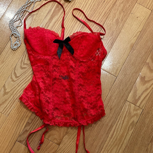 Red garter corset