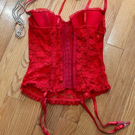 Red garter corset