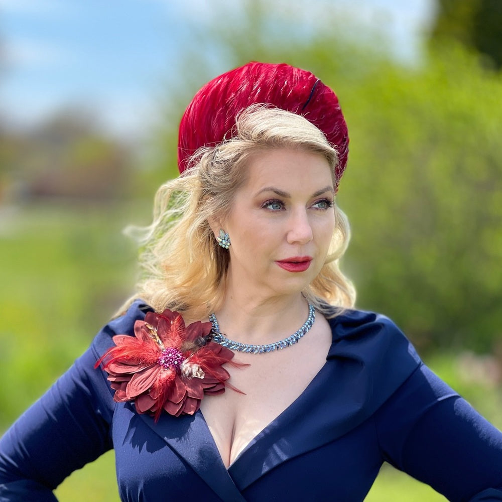 Vintage hat + brooch