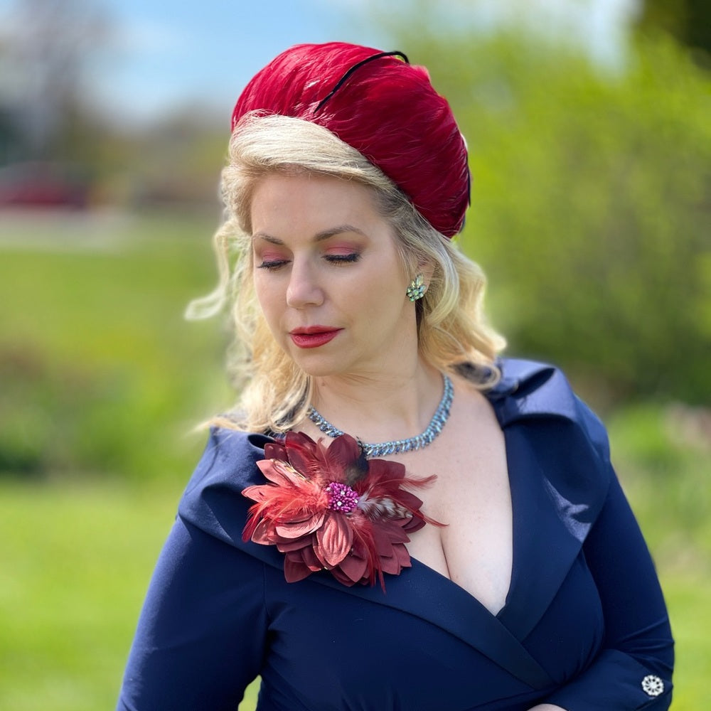 Vintage hat + brooch