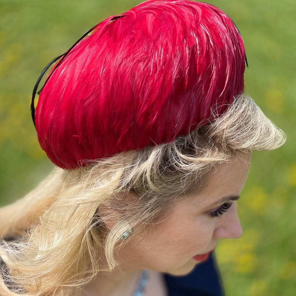 Vintage hat + brooch