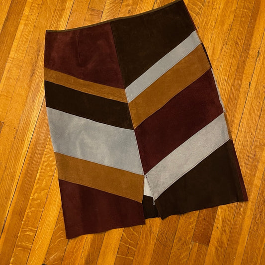Suede leather skirt